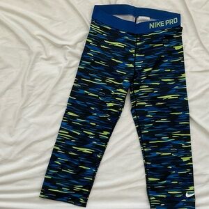 Nike Kids Leggings with Blue and Green Pattern